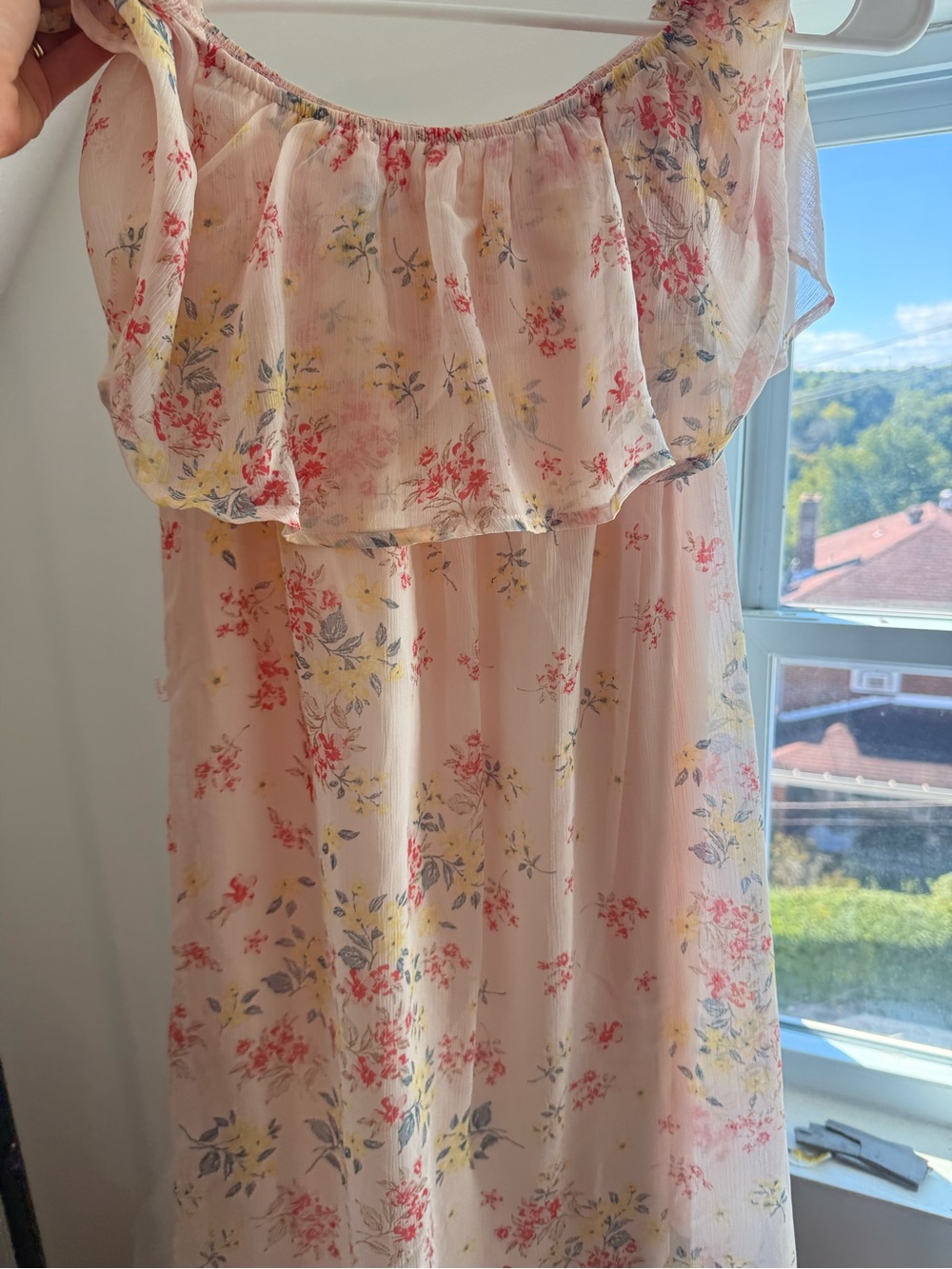Pink Floral Off the shoulder dress